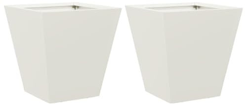 vidaXL Fioriere da Giardino 2 pz Bianche 30x30x30 cm in Acciaio, fioriera, fioriera da Patio, Vaso Fiori da Esterni, fioriera da Esterno