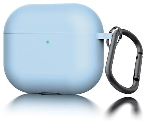 Seltureone Hülle für Airpods 4 (2024) mit Schlüsselanhänger, [Front-LED Sichtbar] Weiche Silikon Stoßfester Hülle, Unterstützung für Kabelloses Laden - Hellblau