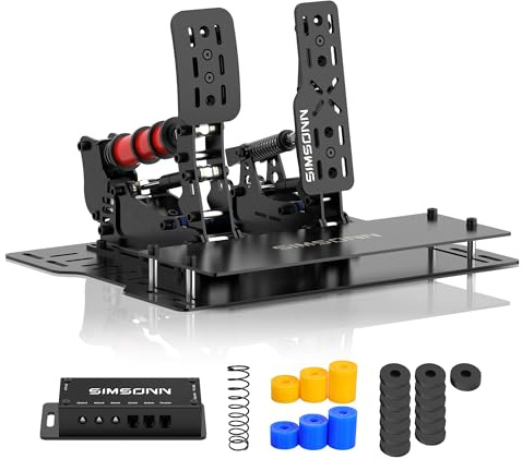 SIMSONN Plus X Sim Racing Pedals PC Racing Simulator Pedals Load Cell HE Hydraulic Pedal Support Haptic Reactor Black (PLUS X-P2-H2-Plate)