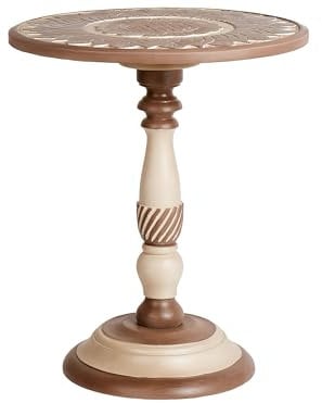 Beliani Traditioneller runder Couchtisch 45 x 45 cm Wohnzimmer Mango Dunkles Holz Eulo