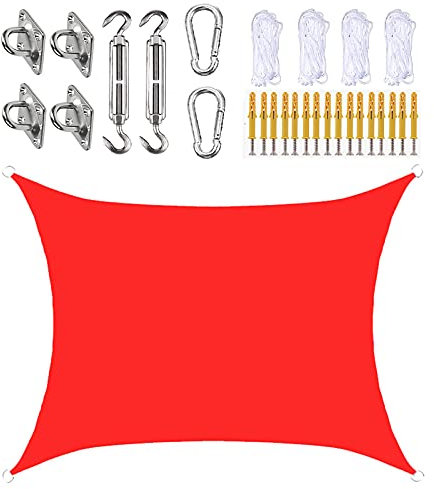 Tenda parasole per esterni, 3 x 6 m, rettangolare, impermeabile, per patio, giardino, piscina, 21 colori