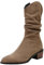 Stivali Texani Camperos Western Invernali Stivaletti Equitazione Stivali Texani Donna con Tacco Bassi Boots da Cowboy Cowgirl Anfibi Donna Scarponcino a Metà Polpaccio Tacco Medio Scarponcini