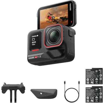 Insta360 Ace Pro 2 DUAL BATTERY Kit -8K Action Camera Co-engineered with Leica, NEXT-GEN 1/1.3 Sensor and Dual AI Chip, 8K/30fps, 157deg Lens, 2.5 Flip Screen & 12M Waterproof.