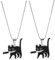 Cat Necklace 2Pcs Stainless Steel Cat Knife Necklace Vintage Cat Pendant Necklace Creative Cat Jewelry Necklace for Men