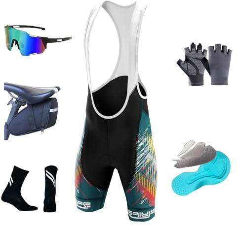 Rennradhose Herren Kurz mit Träger - Atmungsaktive Fahrrad Bib Shorts für Radsport & Rennrad - Leichte Radhose mit Polsterung, rutschfest & Kompressionssitz