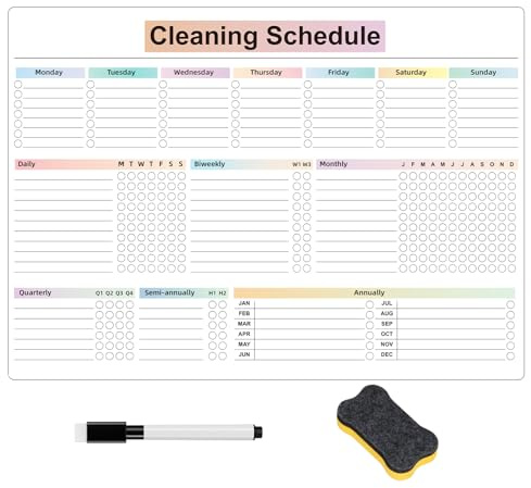 Cleaning Checklist Dry Erase Magnetic Whiteboard for Refrigerator,Daily Weekly and Monthly Checklist Planner and Household Chore-Cleaning Schedules and Checklists (Style New)