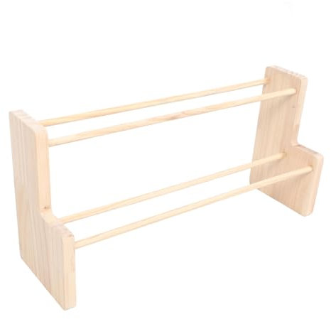 VILLFUL Porta Nastri in Legno Doppio Organizer da Tavolo per Nastro e Carta Regalo Supporto Robusto e Salvaspazio per Accessori da Cucito e Decorazioni