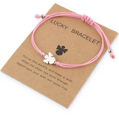 COYUN 1 Pcs Bracelet d'Ange Gardien Porte-Bonheur Fait Main en Argent Bracelet avec Pendentif Ange en Métal pour Femmes Filles Famille Meilleur Ami Anniversaire Bijoux Cadeau - Avec Carte