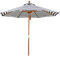 DLAZUM Sombrilla de Playa Grande de 270 cm para Exteriores, con Rayas Blancas y Negras, Redonda, de Madera, Plegable, para jardín, para césped o Piscina, 8 Varillas.