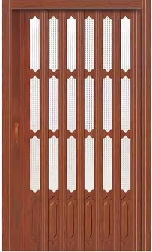 Porte Pliante coulissante avec poignées et vitres en Acrylique, pour buanderie, Chambre, Salle de Bain ou Garde-Manger (Marron, l x H 81 x 203 cm)