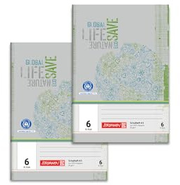 BRUNNEN Schulheft A5 Lineatur 6 – Doppelpack mit je 16 Blatt – grün/grau – Hefte für Klasse 2 – Format A5, Lineatur 6