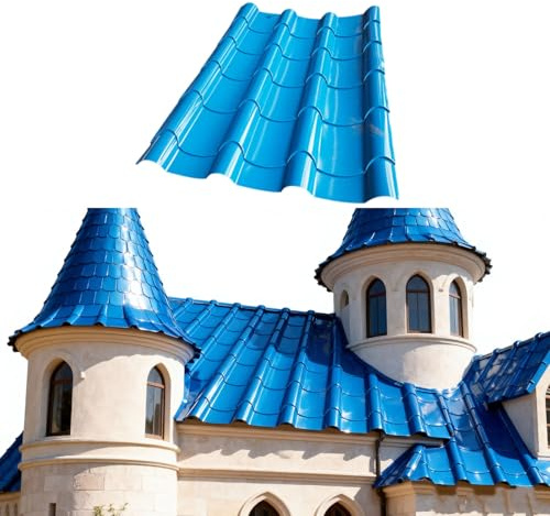 Metal Asphalt Shingles, Heavy Duty Ceiling Insulated Panels, 99% Aluminum Corrugated Roofing Panels, Roof Tiles for Outdoor House Storage Stables Patio Garages Sheds(Blue 76.5x100cm,30pcs)