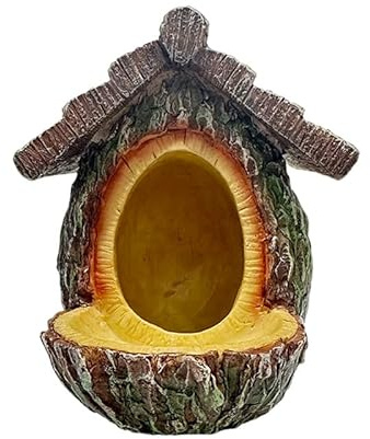 Krzaw Resin Stump Bird House - Realistic Bark Texture Waterproof UV-Resistant Hanging Nest Box for Garden,Balcony, Patio Decor, for Bird Lovers (10x13x12cm)