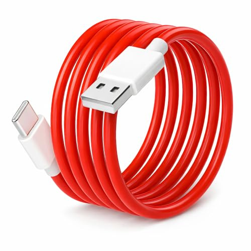 Ajsdvog USB C charging cable 2M 65W USB A to C fast Compatible with OnePlus | Compatible with OnePlus 11, 10 Pro, Nord 2T, 8, 7 Pro, 7T, 6T, 6, 5T, 5, 3T, Reno Series - Nord Serie, A Series