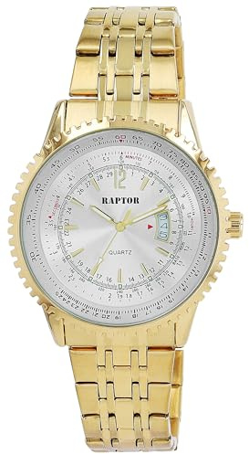 Raptor Damen Armbanduhr Analog in Gold, Gesamtlänge 23.5 cm, Edelstahlarmband – 3 ATM