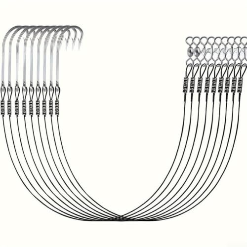 8pcs Stainless Steel Fish Hooks Rust Resistant Black(3/0)