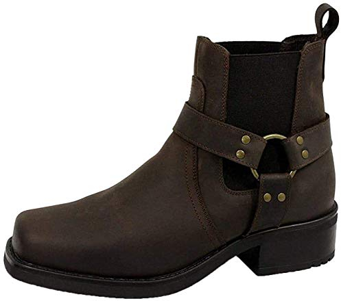 MENS GRINGO'S HARLEY BROWN HARNESS GUSSET WAXY LEATHER BIKER COWBOY BOOTS M486B-UK 6 (EU 40)