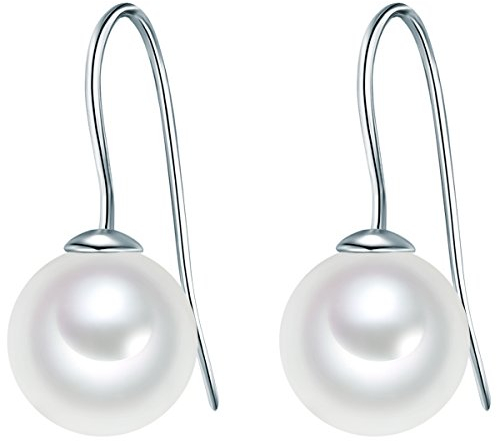 Rafaela Donata Damen Ohrhänger aus 925/- Sterling Silber mit Rund Südsee-Muschelkernperle 10 mm weiß - Silberohrhänger Perlenohrhänger