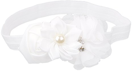 Bandeau Bébé Fille Accessoire de Photographie Bande Elastique de Cheveux (Blanc)