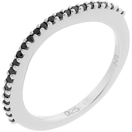 Orphelia Damen-Ring 925 Silber rhodiniert Zirkonia schwarz Brillantschliff Gr. 56 (17.8) - ZR-3763-1/56