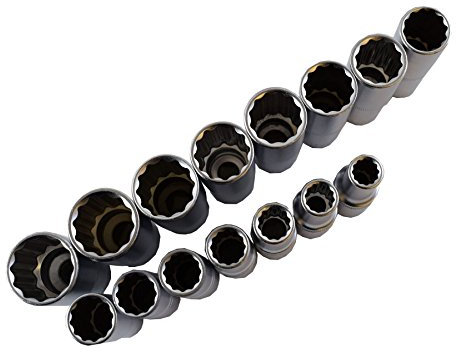 US PRO Tools 15pc 1/2'' Dr 12 Point Deep Sockets in Foam Tray 10-24mm 3427