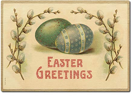 Interluxe Postkarte aus Holz Easter Greetings Karte Ostern Retro Foto Geschenk Gruß