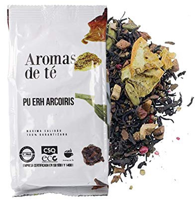 Té Rojo Pu Erh Arcoiris - Té Rojo con Cardamomo, Canela, Toques de Manzana, Naranja, Clavo y Pimienta Rosa - Té Digestivo - Ayuda a Controlar el Peso - 100 g Granel - Aromas de Té