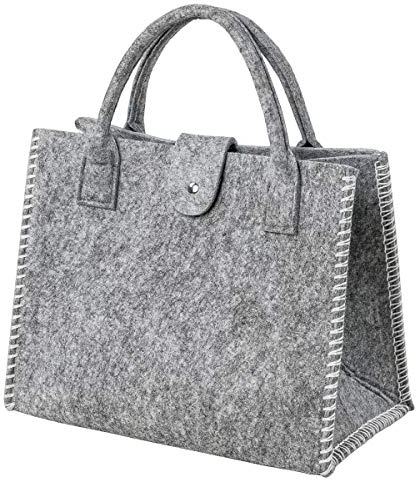 LaFiore24 Filz Einkaufstasche Damen Shopper Handtasche Henkeltasche Festival hellgrau