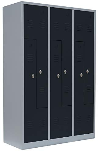 Lüllmann 6er Z-Spind Garderobenschrank Anthrazit 1800x1185x500mm 525128 | Komplett montiert, Stahl, Umkleide