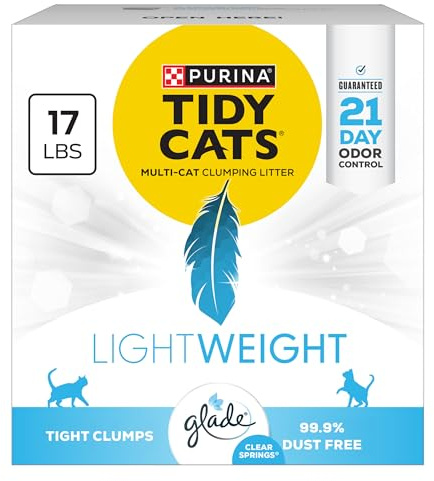 Purina Tidy Cats LightWeight With Glade Clear Springs Multi-Cat, Clumping, Low Dust, Scented Cat litter - 17 lb. Box