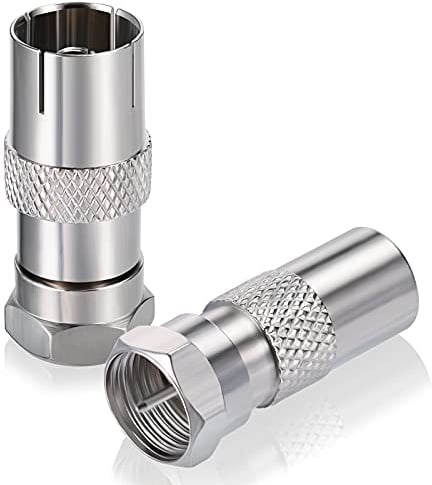 Bingfu SAT Antenne Adapter 2 Stück F-Stecker auf Koax-Stecker und F-Stecker auf Koax-Kupplung für Antennenkabel, Satellitenkabel, Koaxialkabel