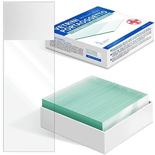 AIESI® Objektträger Mikroskop mit geschliffenen Kanten und beidseitig sandgestrahltem Klebeband, Maße 26x76 mm (Packung à 72 Stück)