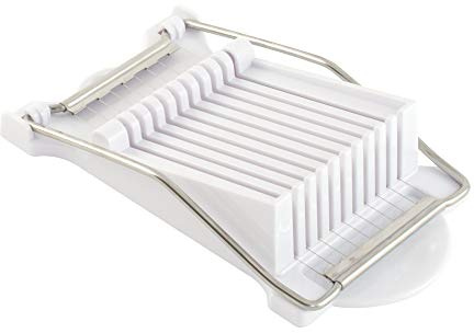 HIC Harold Import Co. 43844 HIC Luncheon Meat Slicer, Stainless Steel Wires, BPA Free, Cuts 9 Slices, White