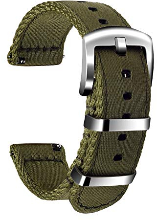 ULLCHRO Unisex Nylon Armband mit Edelstahl Silberne Schnalle (20mm, Armeegrün)