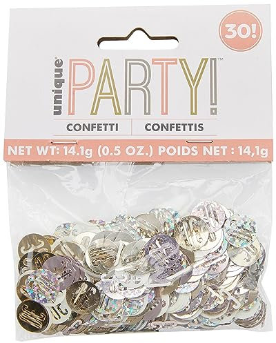 Unique 84948 Birthday Confetti Cutouts-5 oz. | Glittery Rosegold| 1 pack, Rose Gold, Age 30