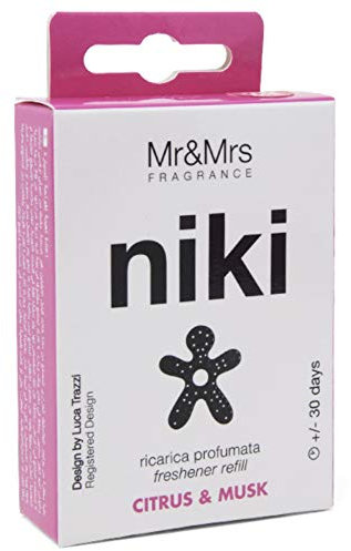 Mr & Mrs Fragrance Nachfüllpack für Auto-Lufterfrischer, Niki, Zitrus- und Moschusduft
