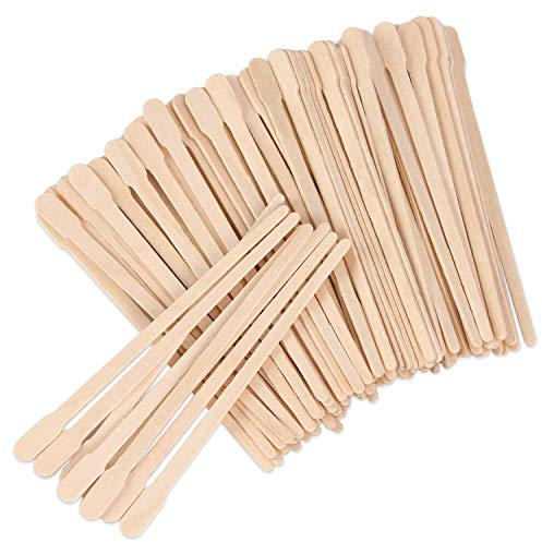 JANYUN 200 Pcs Eyebrow Wax Sticks, Waxing Sticks Applicator, Wood Craft Wax Spatulas for Hair Removal Face Leg Facial Eyebrow Small Sticks or Wood Craft Sticks (With Handle)