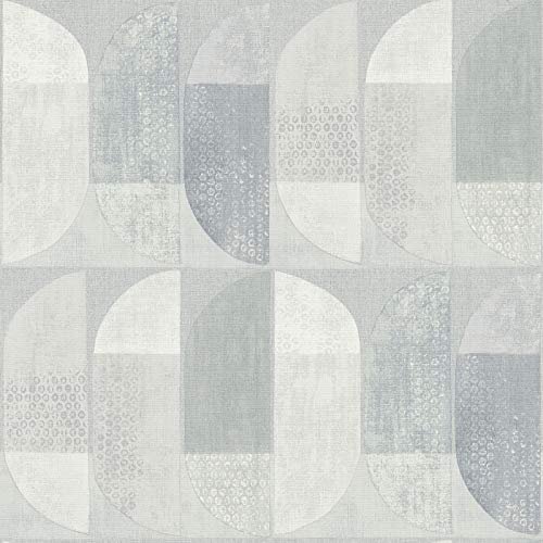 Papier peint gris clair géométrique pour couloir | Tapisserie entrée grise originale | Papier peint intissé idéal cuisine & salon