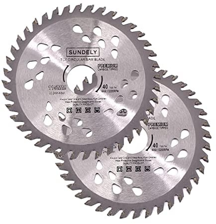 SUNDELY® Carbide Tipped TCT Circular Saw Blade Angle Grinder Disc 115 mm X 22.2 mm X 24T or 40T (4.5 X 0.87) for Wood Laminate Plywood Tree PVC Plastic Trimmer Cutter (2 Pieces, 40T)