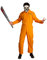 Maskworld Killer Häftling Kostüm mit orangem Overall & Skelett-Maske - Größe: L - Halloween Karneval & Motto-Party