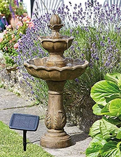 Garden Mile fontane ad acqua solare, bella caratteristica rustica di acqua di burattina, ornamenti da giardino a energia solare funge anche da bagno per uccelli per il vostro