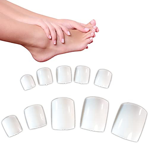 Lot de 500 faux ongles d'orteils en acrylique naturel français (faux ongles des pieds).