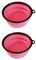 Collapsible Travel Silicone Bowl - 350ml | Two Pack - Portable Food & Drink Bowl with Hook for Dogs & Cats (Pink)