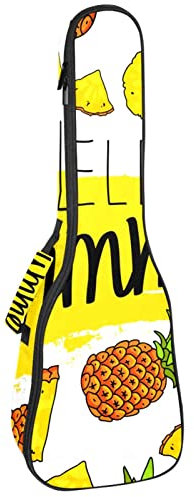 Ukulelentasche Hello Summer Tropical Ananas Fruit Ukulele Case für Sopran, Tenor, Konzert, 58,9 cm, 10 mm dick, weich gepolstert, verstellbare Gurte Gigbag