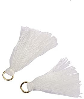 Egurs 100 Stück Mini Quasten 3cm Bunt Quaste Anhänger Troddel Fransen kleine Fransen für DIY Schmuck Ohrring Basteln, Armbänder, Schlüsselanhänger Weiß