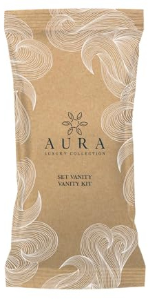Aura Luxury Collection ® Vanity Set verpackt im Flowpack Etui mit einer Nagelfeile, 2 Wattepads und 4 Bio-Baumwollstäbchen (50)