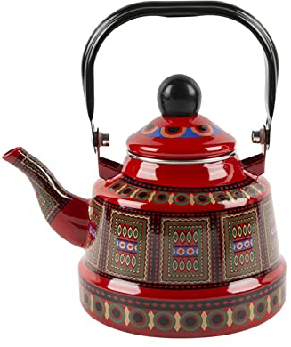 Colcolo Hervidor de Agua Antiguo con Tapa para Verter Agua de cocción hirviendo para Tetera de Restaurante, Rojo