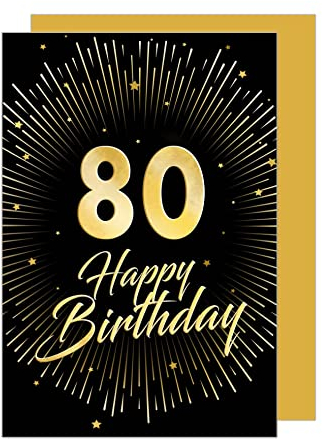 Edition Seidel Premium Glückwunschkarte zum 80. Geburtstag mit Umschlag. Geburtstagskarte Grusskarte Billet Karte Happy Birthday Mann Frau (GZ345-80 SW023)