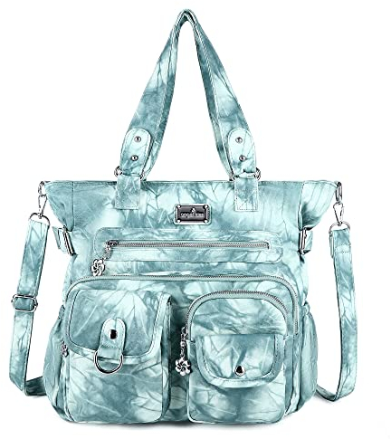 Angelkiss Handtasche und Handtasche für Damen, weiches Leder, Hobo-Tasche, Umhängetasche, Umhängetasche für Damen, Blau, Grün, 10, Large