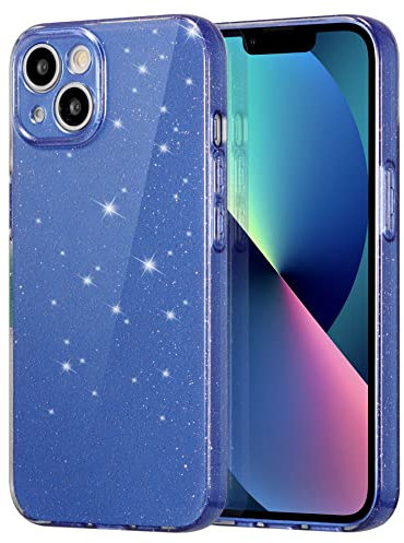 ZCDAYE Case for iPhone 13, Glitter iPhone 13 (6.1 inches) Phone Case, Slim Soft TPU Anti-Scratch Protective Cover for Women Girls Design for iPhone 13 (6.1 inches), Sparkle Blue